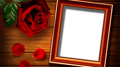 Rahmen für Foto Rose auf dem Tisch Liebesrahmen