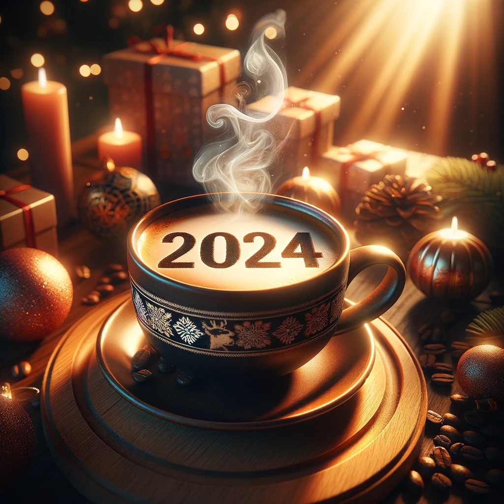 Frohes Neues Jahr kaffee bilder 2024