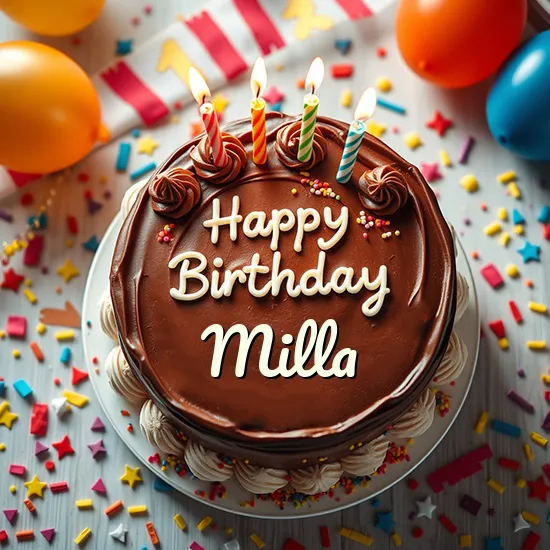 Bild von Geburtstagstorte mit Millas Name – Sofortiger Download Mit Freunden Teilen